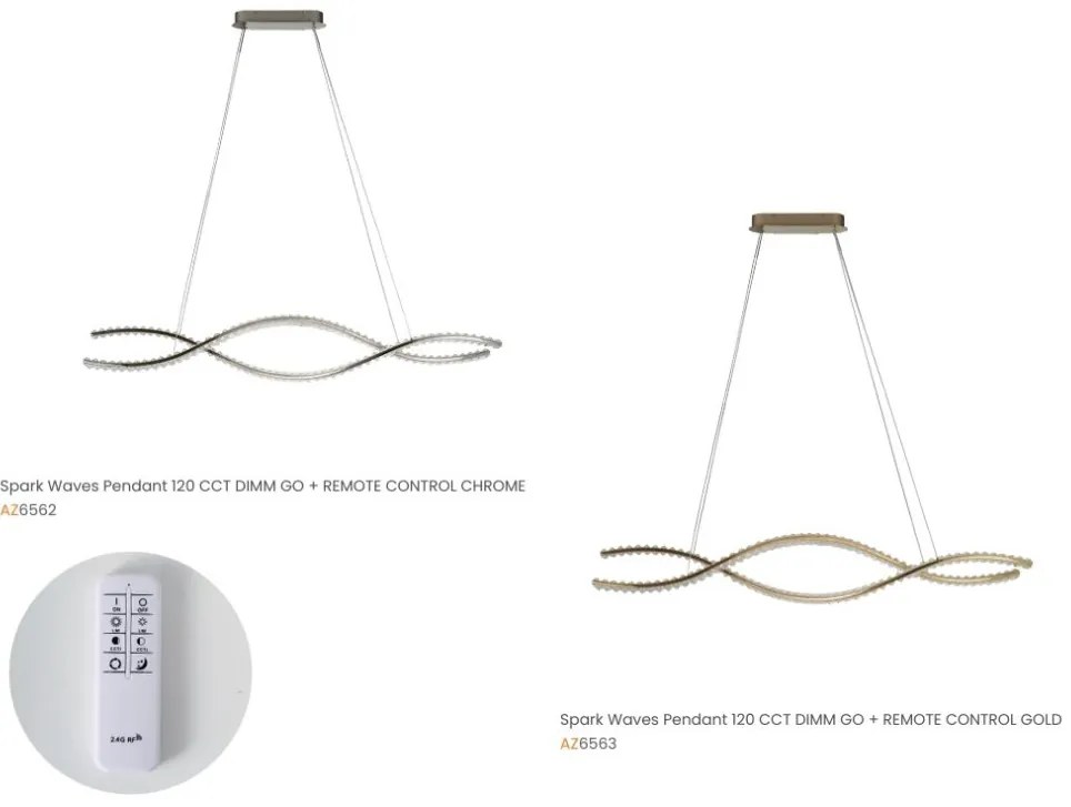 Lustra LED CCT suspendata cu telecomanda SPARK WAVES 150 crom