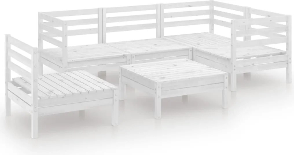 vidaXL Set mobilier de grădină, 6 piese, alb, lemn masiv de pin