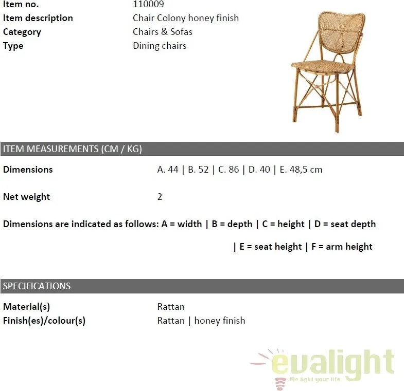 Scaun elegant din rattan, design LUX Colony 110009 HZ