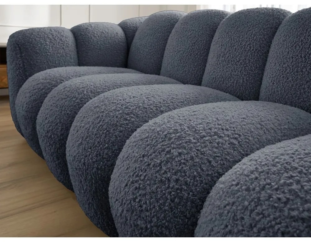 Canapea gri închis cu tapițerie din țesătură bouclé 232 cm Hippolyte – Bobochic Paris