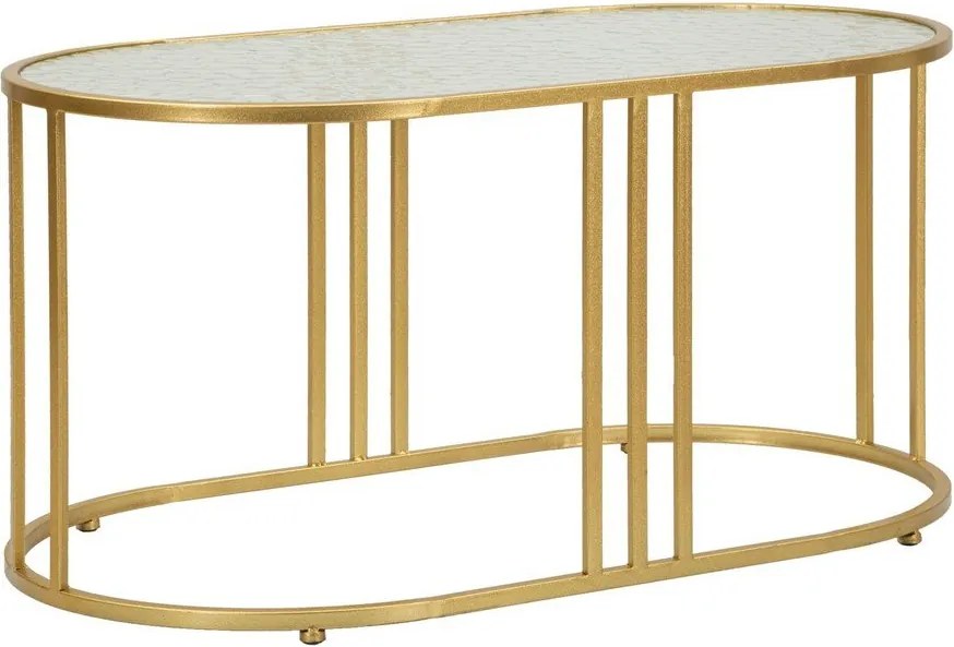 Măsuță de cafea albă-aurie cu blat din sticlă 50x90 cm Antalia – Mauro Ferretti