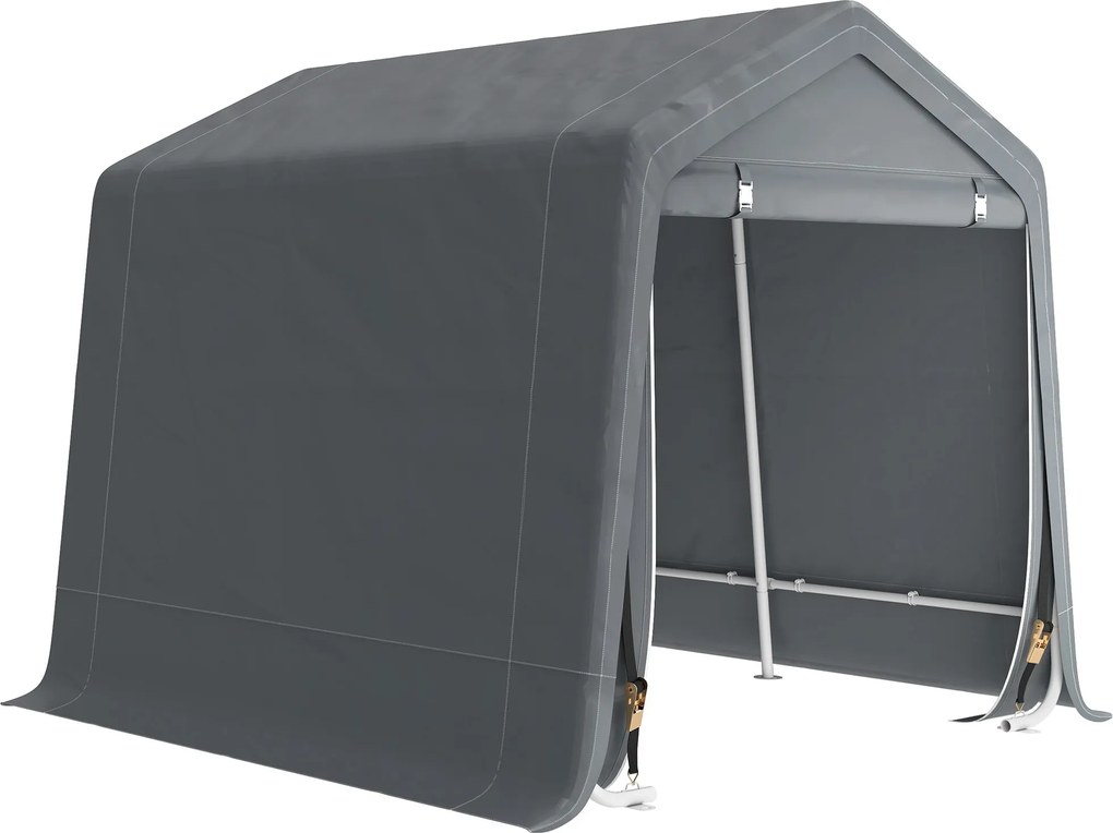 Outsunny Cort Garaj de Exterior din Metal și Țesătură PE, pentru Motociclete și Biciclete, 240x200x202 cm, Gri Închis | Aosom Romania