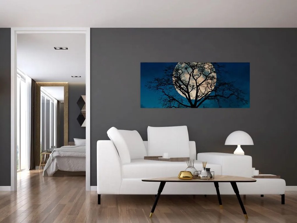 Tablou copacului cu lună plină (120x50 cm)