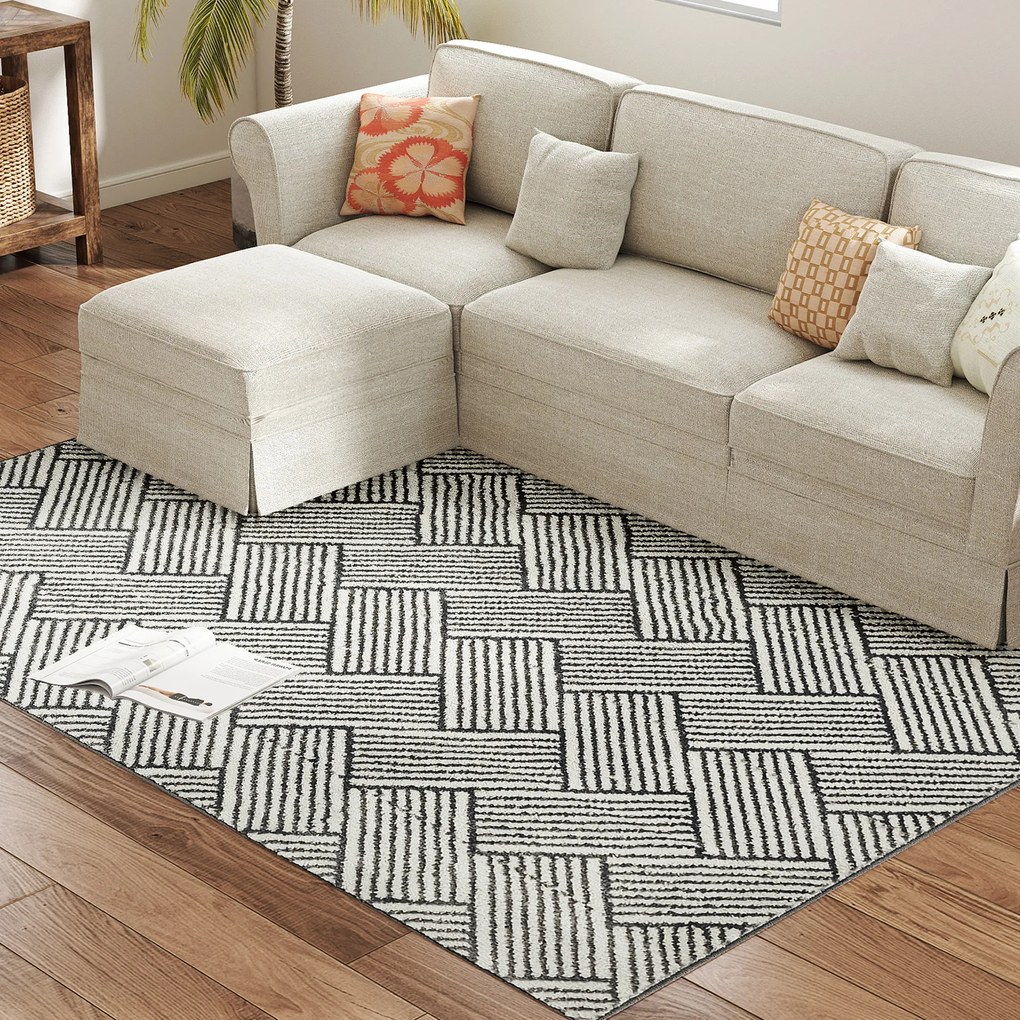 HOMCOM Covor salon 200 x 140 cm blană scurtă lavabil la maşină hipoalergenic pentru salon, dormitor, birou, gri | Aosom Romania