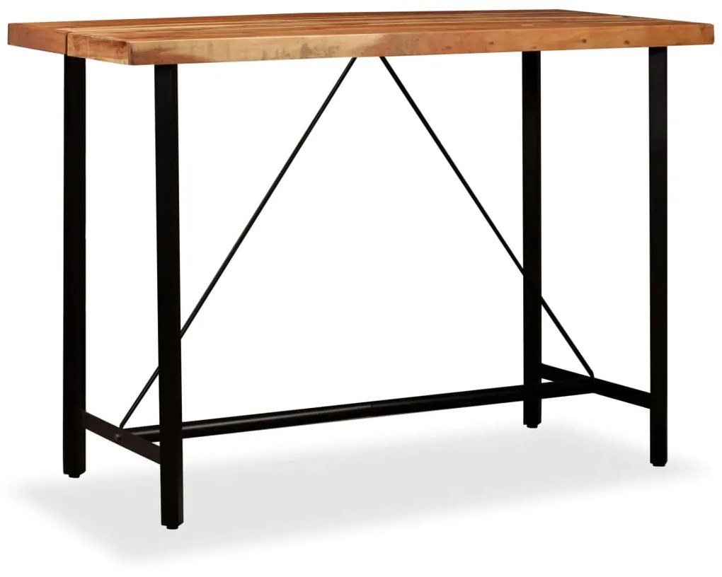 Set mobilier bar 7 piese lemn masiv de acacia si piele naturala 7