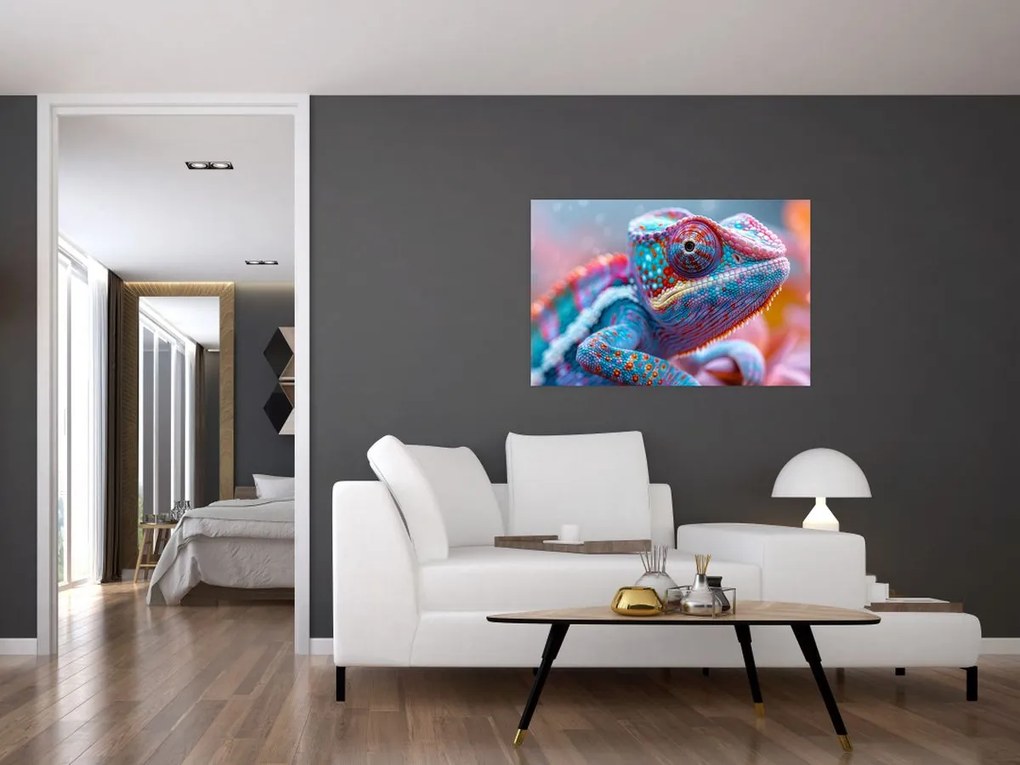 Tablou - Cameleon colorat (90x60 cm)