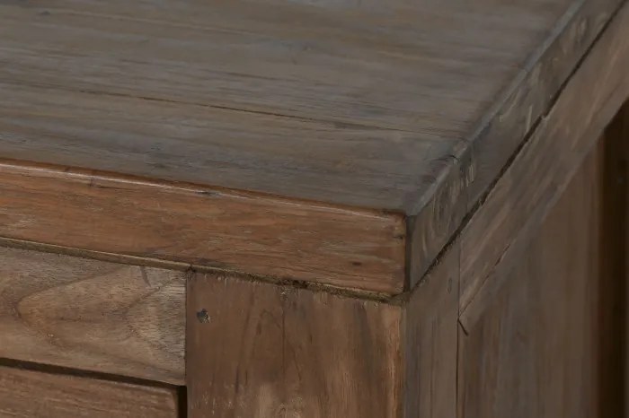 Comodă TV interior natural din tec reciclat cu structură din lemn – "Varindra"