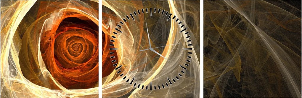 Tablou - Trandafiri abstracți în culori aprinse (cu ceas) (90x30 cm)