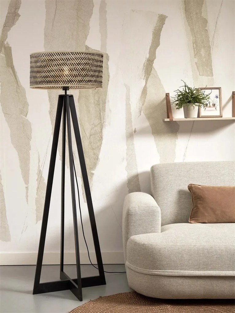 Lampadar eco din bambus Java 4-legs bl/50x22, negru/ natur