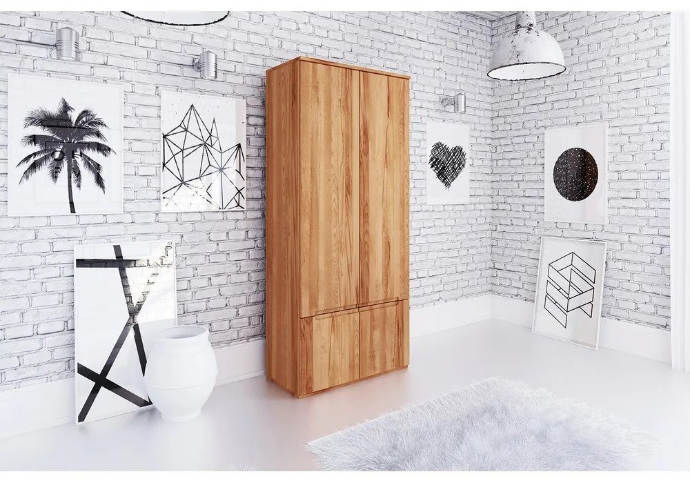 Dulap din lemn de fag 90x206 cm Vento 2 - The Beds