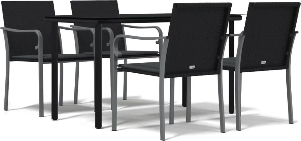 vidaXL Set mobilier de grădină cu perne, 5 piese, poliratan și oțel