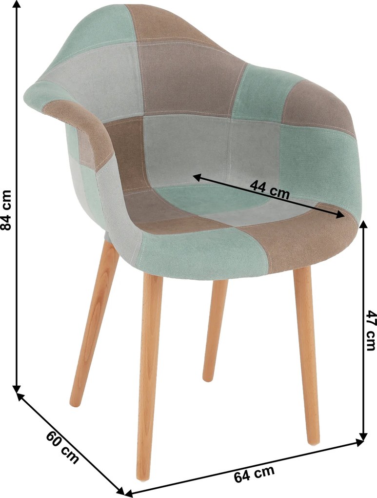 Fotoliu de design, patchwork/mentol/maro/fag, KADIR NEW TIP 5