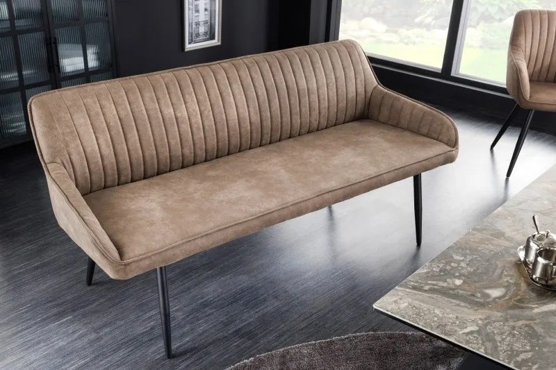 Bancheta tapitata design modern Turin 160cm, microfibra taupe