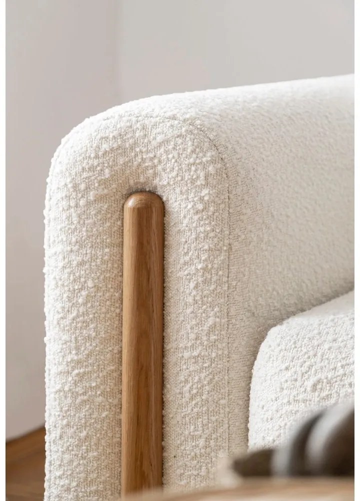 Canapea fildeș extensibilă/cu spațiu de depozitare cu tapițerie din țesătură bouclé 244 cm Arcadova – ELTAP