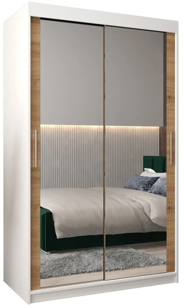 Dulap de haine 120 cm Toki 3 (alb mat + stejar artisan). 1065057
