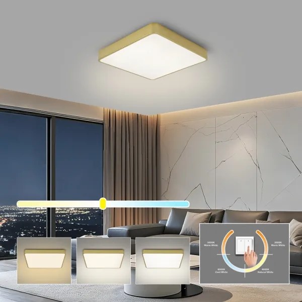 Brilagi - Plafonieră LED POOL, 48 W, 230 V, 3000/4500/6000 K, 50 x 50 cm, aurie