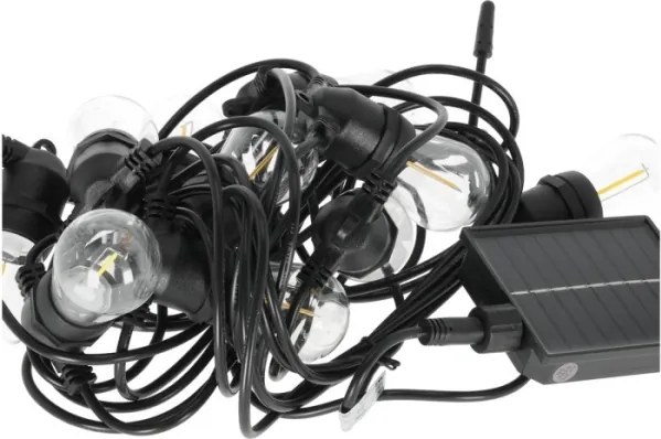 Ghirlandă solară LED dimabilă STARLIGHT NEO 20 x E27 / 3,7 V, 2700 K, IP54, 2400 mAh, 21,5 m + telecomandă