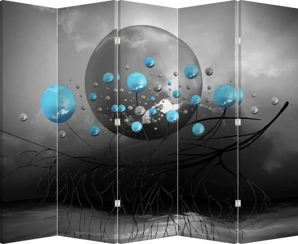 Paravan - Bile abstracte albastru deschis (210x170 cm)