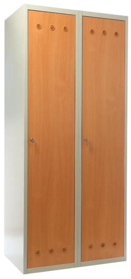 Dulap metalic cu usi din lemn, 80 x 50 x 180 cm, inchidere cilindrica, fag