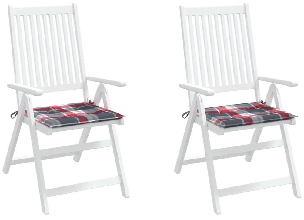 Perne scaun de gradina, 2 buc., rosu carouri, 40x40x3 cm textil 2, model rosu carouri, 40 x 40 x 3 cm