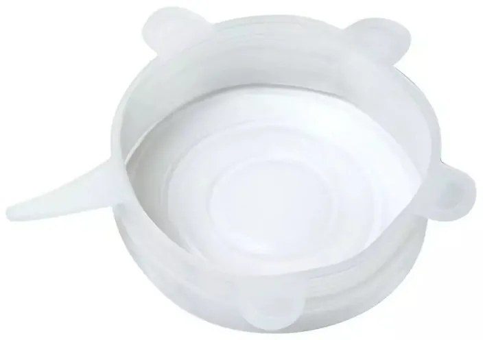 Set 6 capace din silicon Kinghoff KH 1902, -40 pana la 230°C, Etanse, Reutilizabile, Universale, Transparent