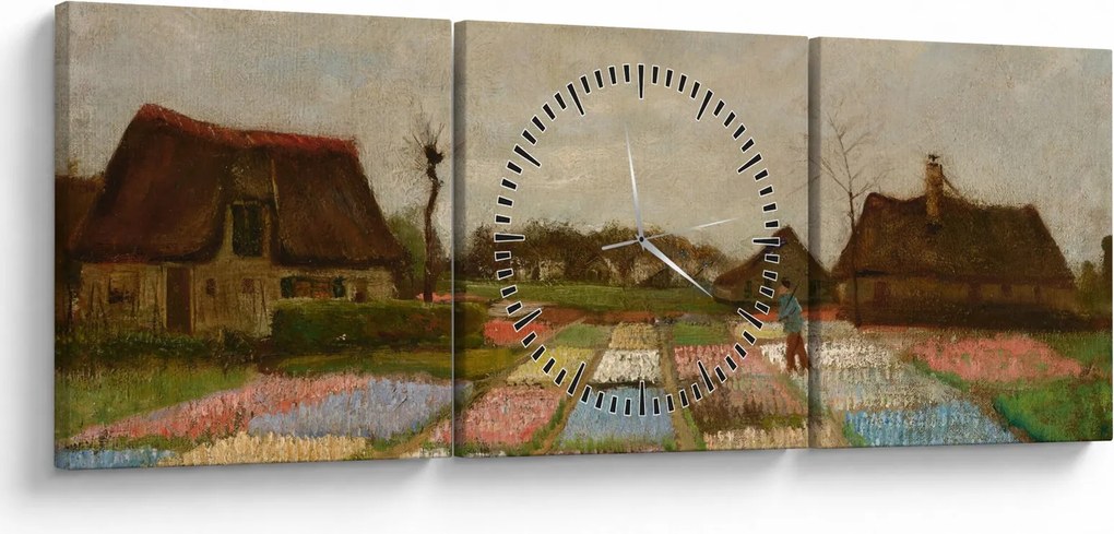 Tablou - Vincent van Gogh, Flower Beds in Holland, reproducere (cu ceas) (90x30 cm)