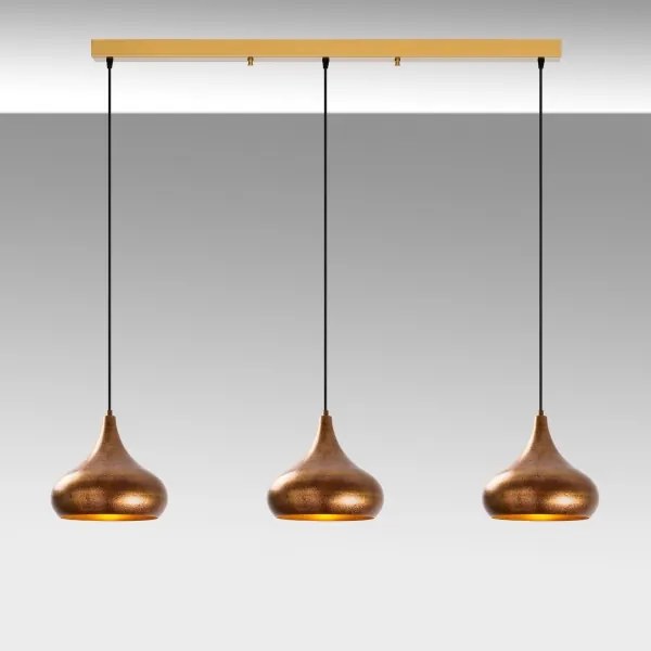 Lustră suspendată pe cablu MUBA 3xE27/40W/230V, finisaj cupru