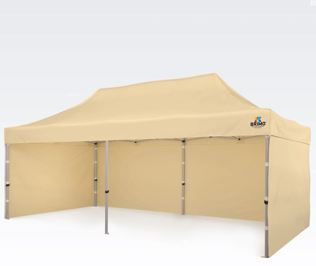 Cort pliant profesional din aluminiu 3x6 m: Acoperire rezistentă pentru evenimente comunitare și urbane - cu 3 pereți - Bej