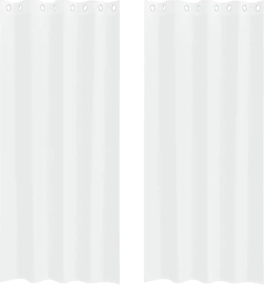 vidaXL Cortină din Voile cu perdele 2 pcs Alb 245 x 140 cm Poliester