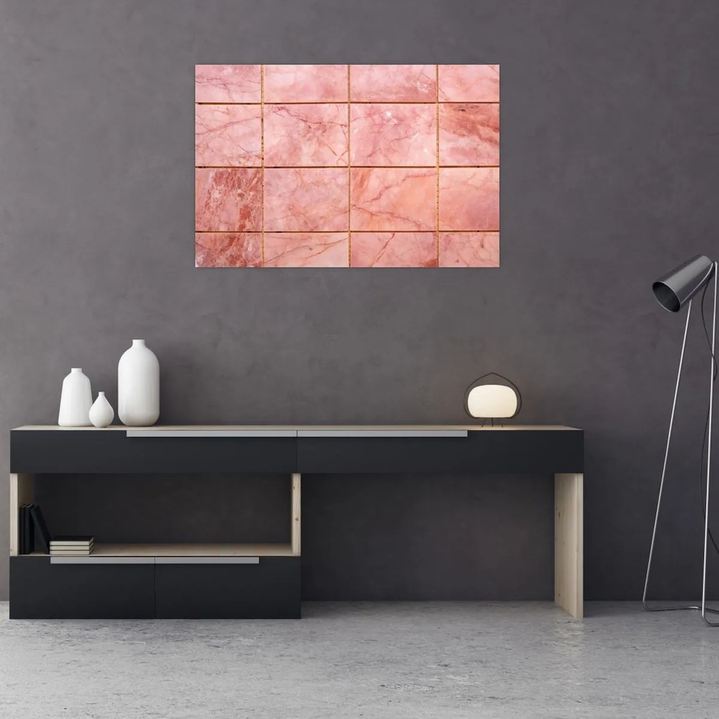 Tablou - Roz, gresie marmorată (90x60 cm)