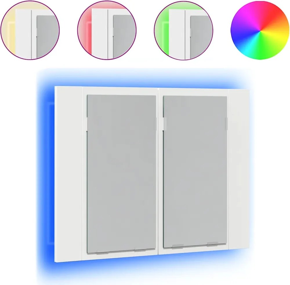 vidaXL Dulap de baie cu oglindă și LED, alb, 60x12x45 cm acril