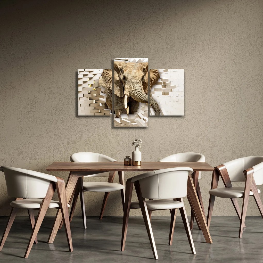 Tablou - Elefant spârgând peretele (90x60 cm)