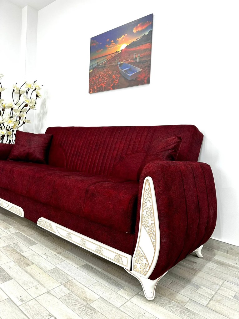 Canapea Queen, culoare rubin, 220 x 94 x 80 cm