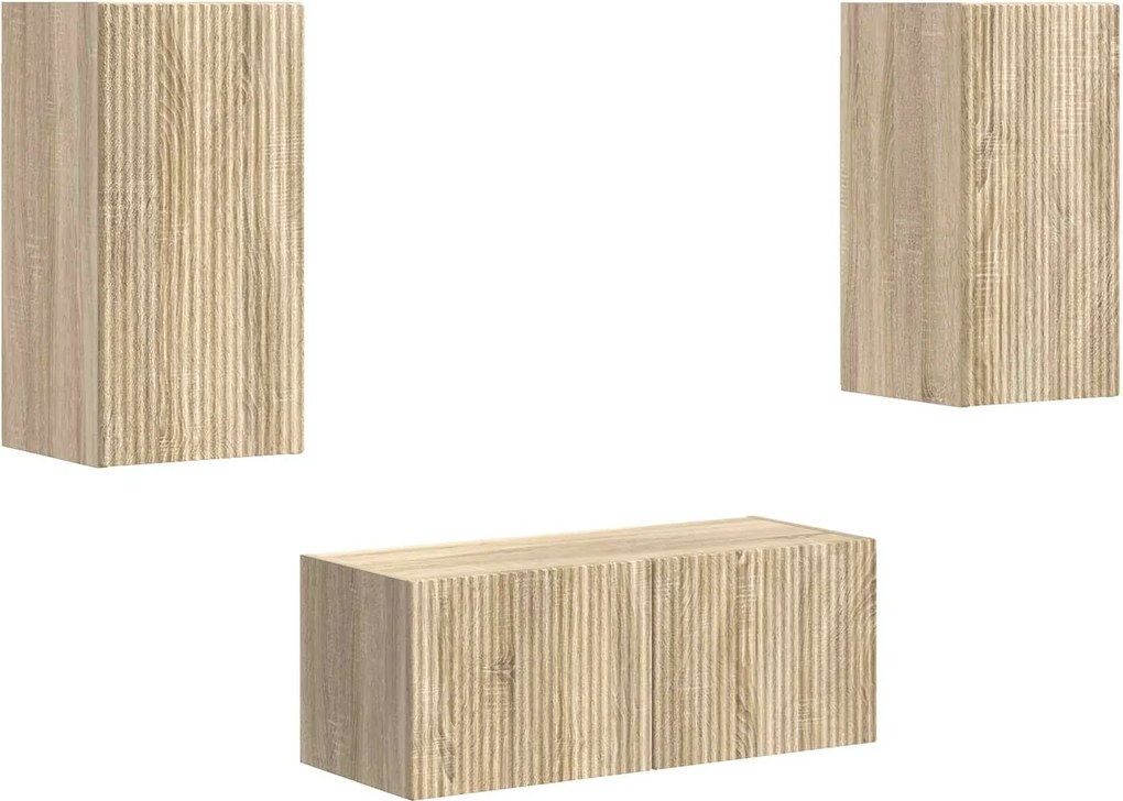 vidaXL Set comodă TV Pe perete 2 pcs Stejar Sonoma Lemn compozit