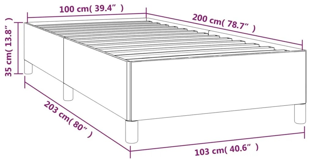 Cadru de pat, albastru inchis, 100x200 cm, catifea Albastru inchis, 35 cm, 100 x 200 cm