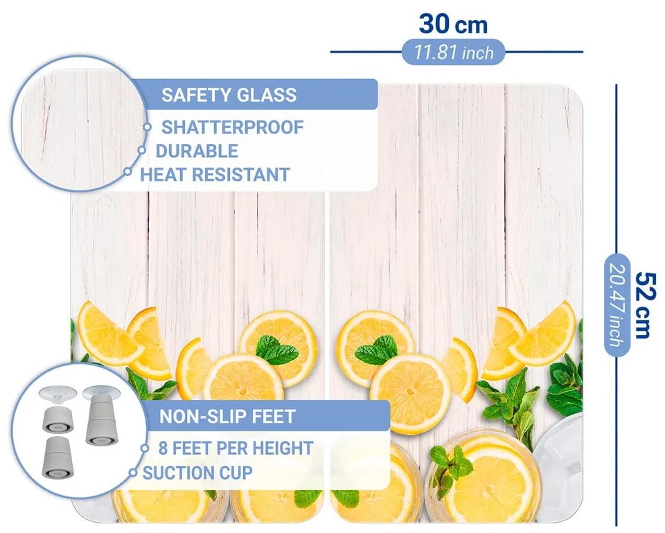 Protecții de aragaz 2 buc. din sticlă temperată 52x30 cm Lemons – Wenko