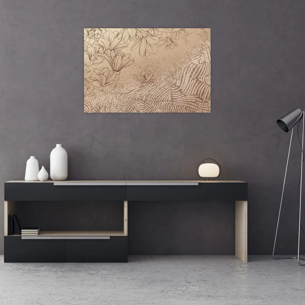 Tablou - Flori desenate (90x60 cm)