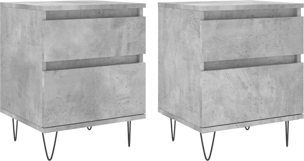 vidaXL Noptiere, 2 buc., gri beton, 40x35x50 cm, lemn compozit