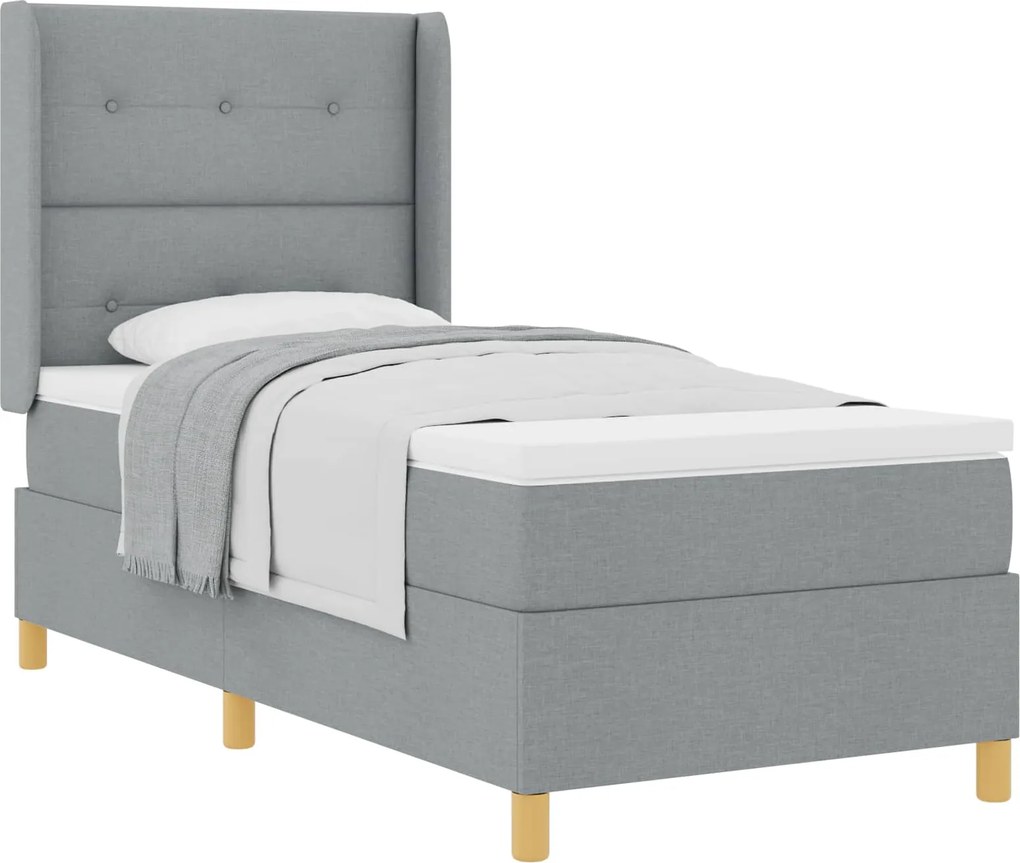 vidaXL Pat cu arcuri cu saltea Gri deschis 80 x 200 cm țesătură