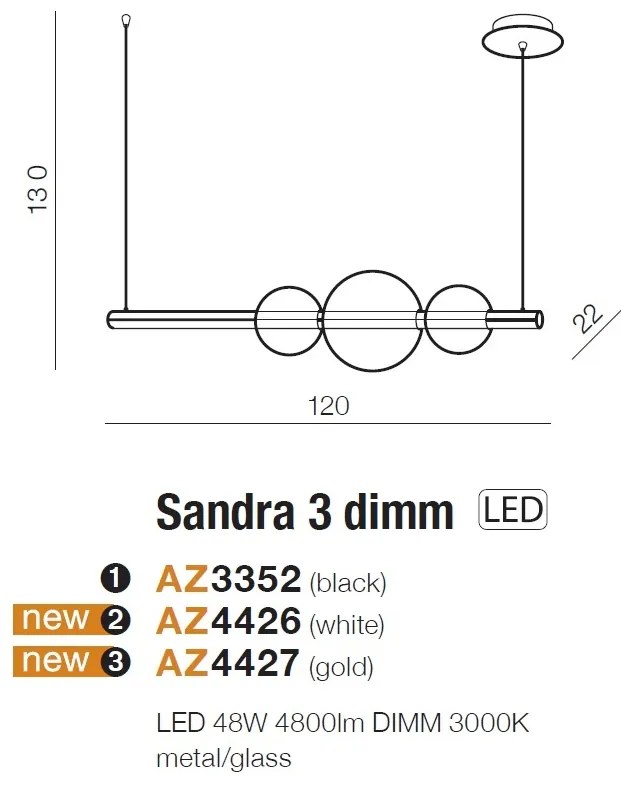 Lustra LED dimabila design modern SANDRA 3 WH