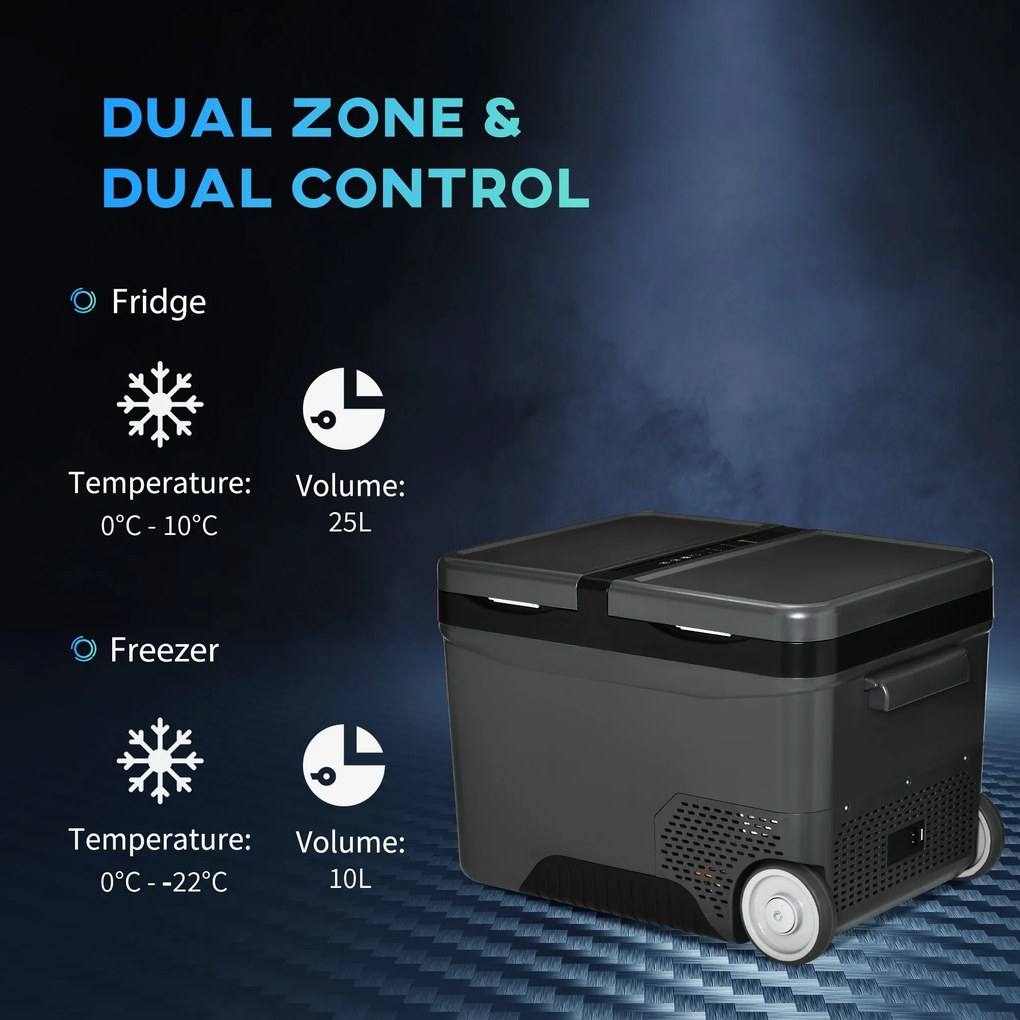 Outsunny Frigider Portabil Electric 35L cu Maner Telescopic și Roți, Ideal pentru Călătorii și Camping | Aosom Romania
