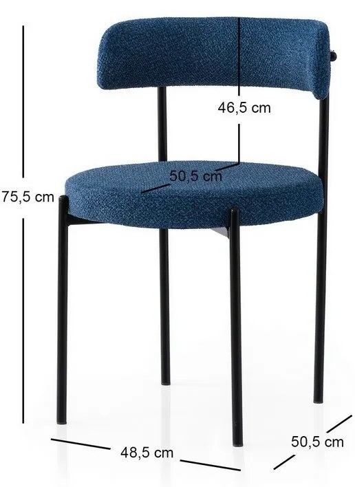 Set de scaune de sufragerie Gini Dark Blue andBlack, 2 buc.