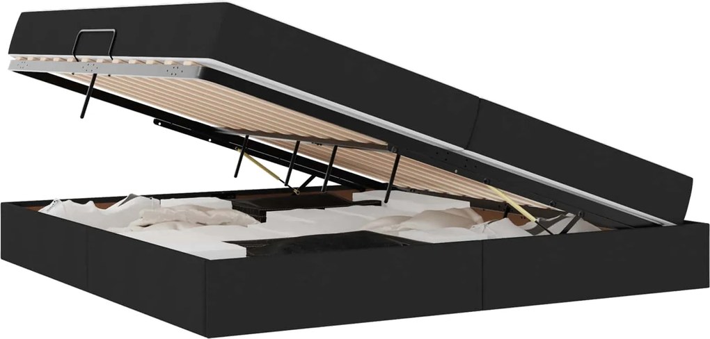 vidaXL Pat cu saltea și spațiu de depozitare Negru 200 x 200 cm