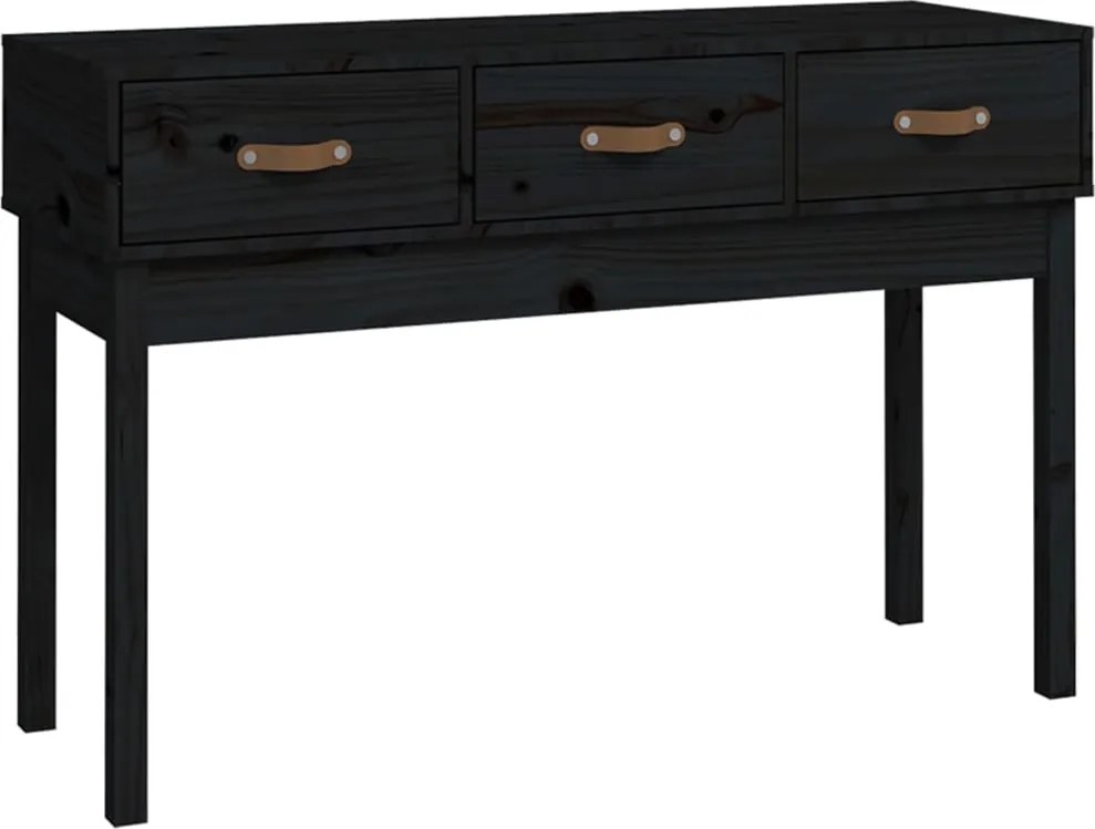 vidaXL Masă consolă, negru, 114x40x75 cm, lemn masiv de pin