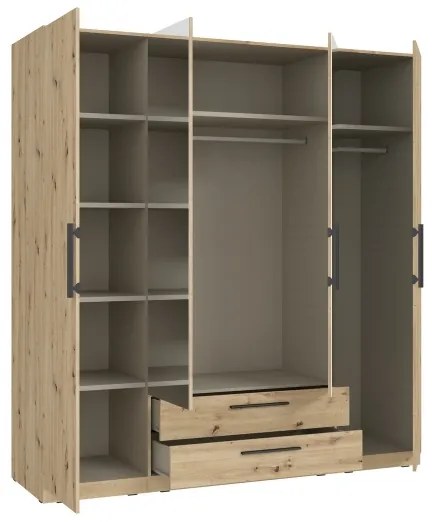 Dulap MARO cu oglindă, 200 x 213 cm, finisaj stejar artisan