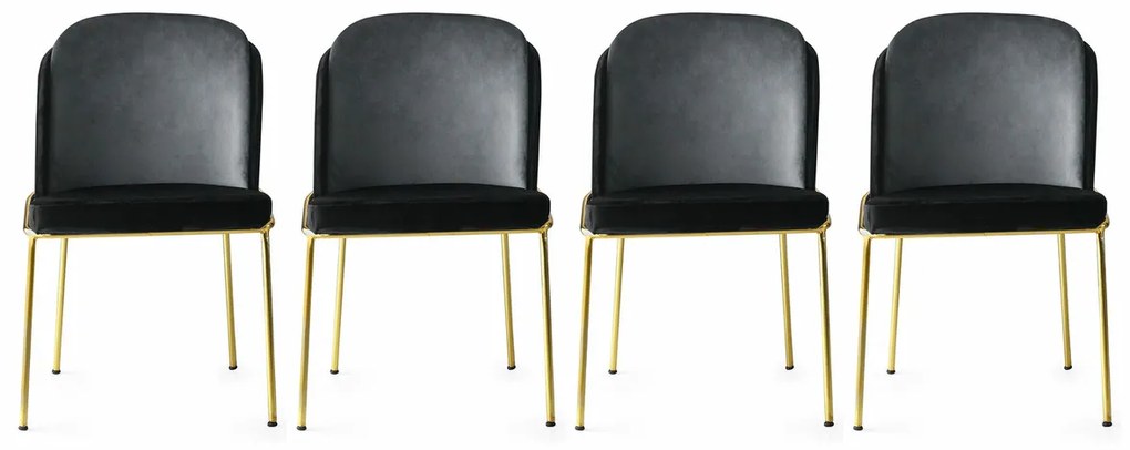Set de scaune de sufragerie Dore Black, 4 bucăți, 4 buc
