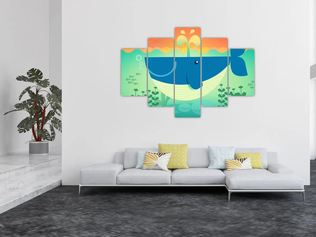 Tablou - Balenă veselă în mare (150x105 cm)