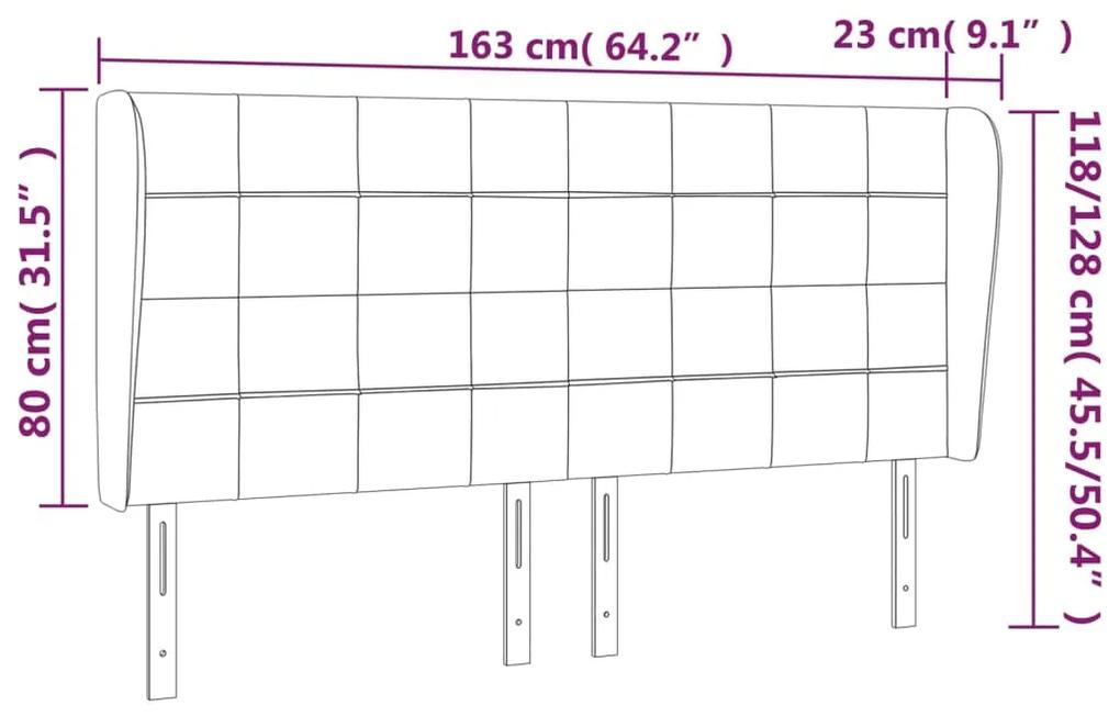 Tablie de pat cu aripioare gri deschis 163x23x118 128 cm textil 1, Gri deschis, 163 x 23 x 118 128 cm