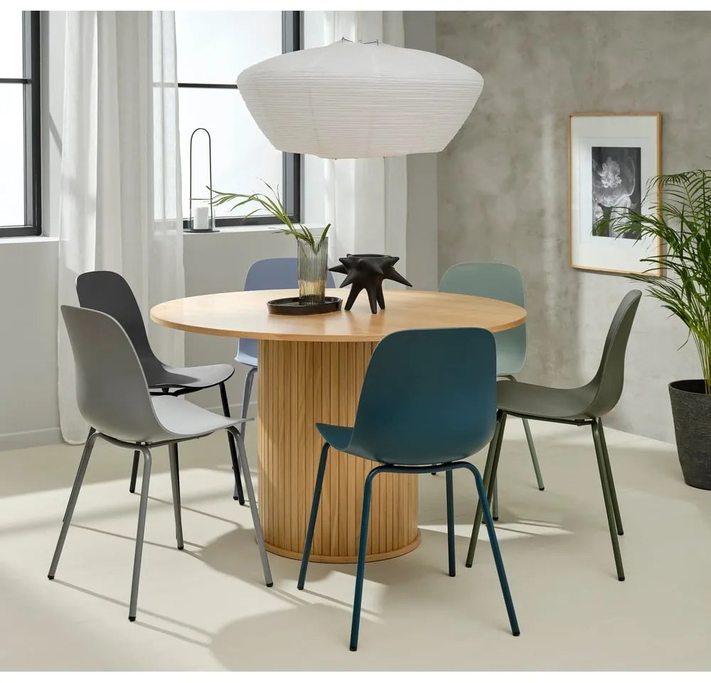 Masă de dining rotundă cu aspect de lemn de stejar ø 120 cm Nola – Unique Furniture