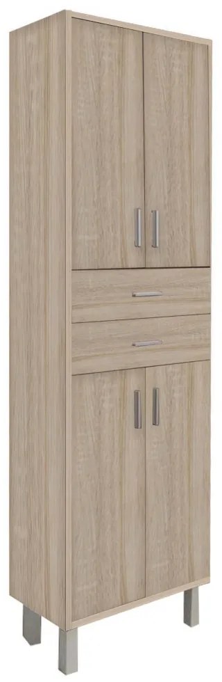 Dulap înalt Nerva 60 cu 4 uși, 2 sertare, stejar Sonoma